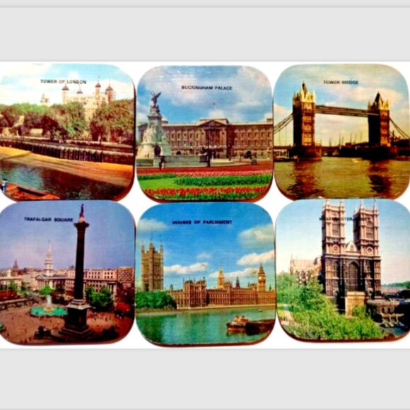 London England Coasters Set of Six with Patterned Box Buckingham Palace London B - Picture 5 of 6